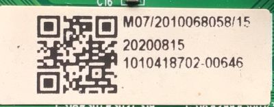 KIT DE TARJETAS PARA TV JVC / MAIN MS16010-ZC01-01 / 20200815 / FUENTE TV5006-ZC02-02 / 20200806 / T-CON CCPD-TC495-005-H V1.2 / 20200805 / PANEL CC580PV7D / DISPLAY CC580PV7D VER.02 / MODELO LT-58MAW595 - Imagen 4